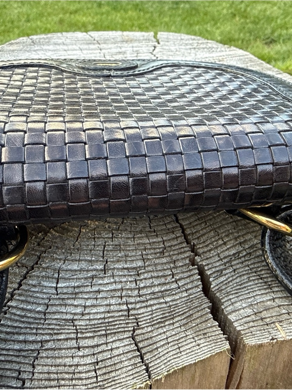 Vtg Bally Woven Leather Shoulder Bag in black- Classic Women's Handbag - Picture 16 of 16